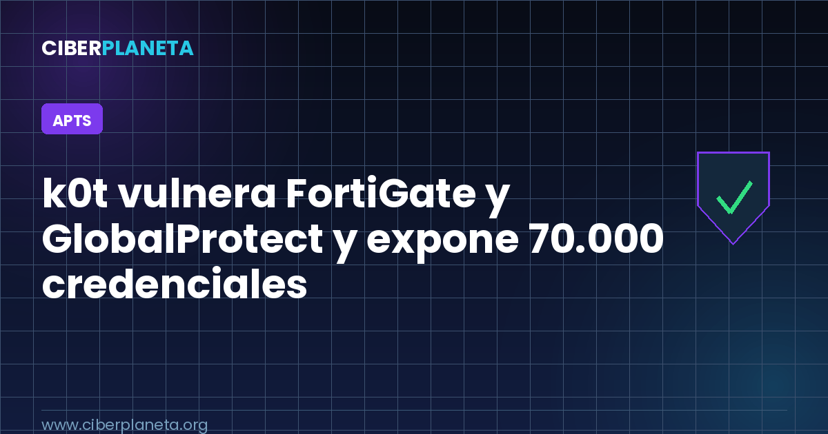 k0t vulnera FortiGate y GlobalProtect y expone 70.000 credenciales