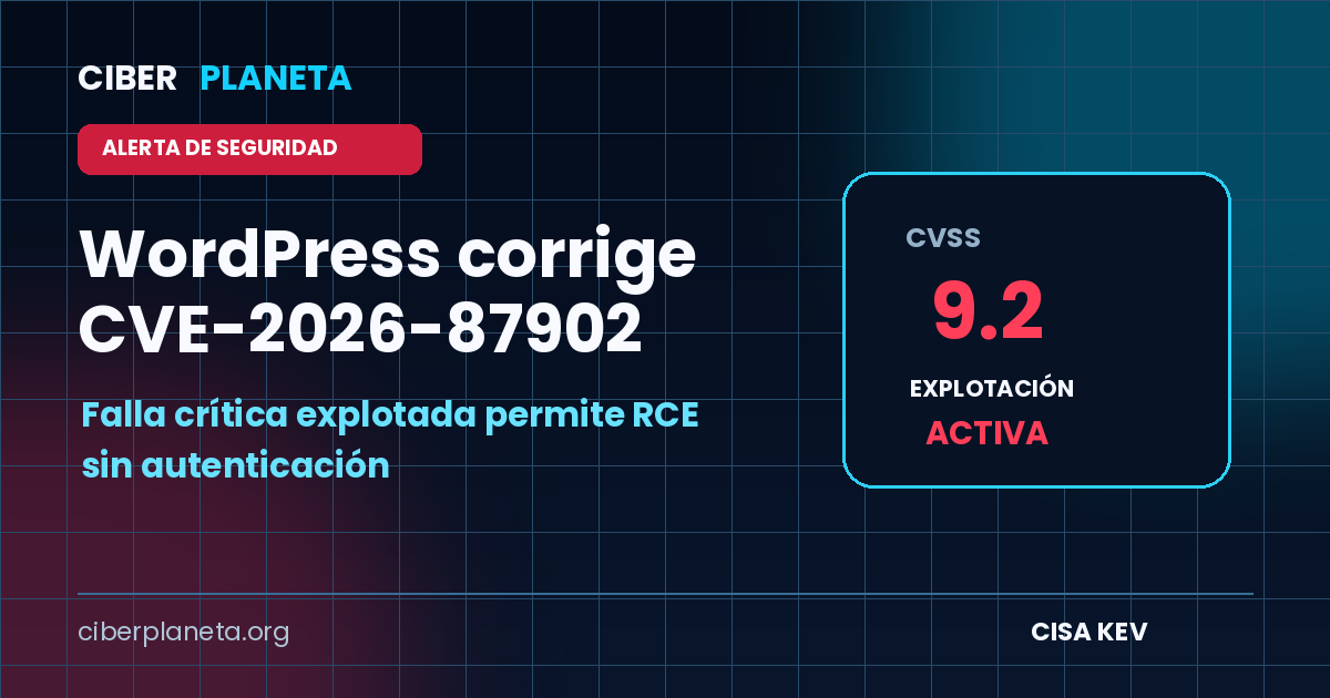 Alerta de Seguridad: WordPress - CVE-2026-87902 explotada activamente